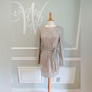 Jenny Yoo Angie Dress in Silver/Nude